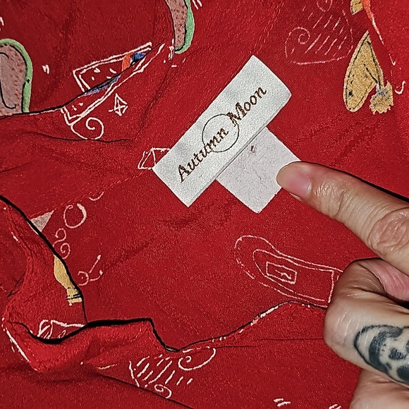 Vintage Button Down dress medium red shoe- print pockets lightweight ♥️ B1 - Picture 8 of 8